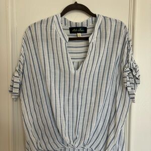 Blue and White Striped Blouse